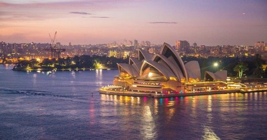 far shot of sydney opera house